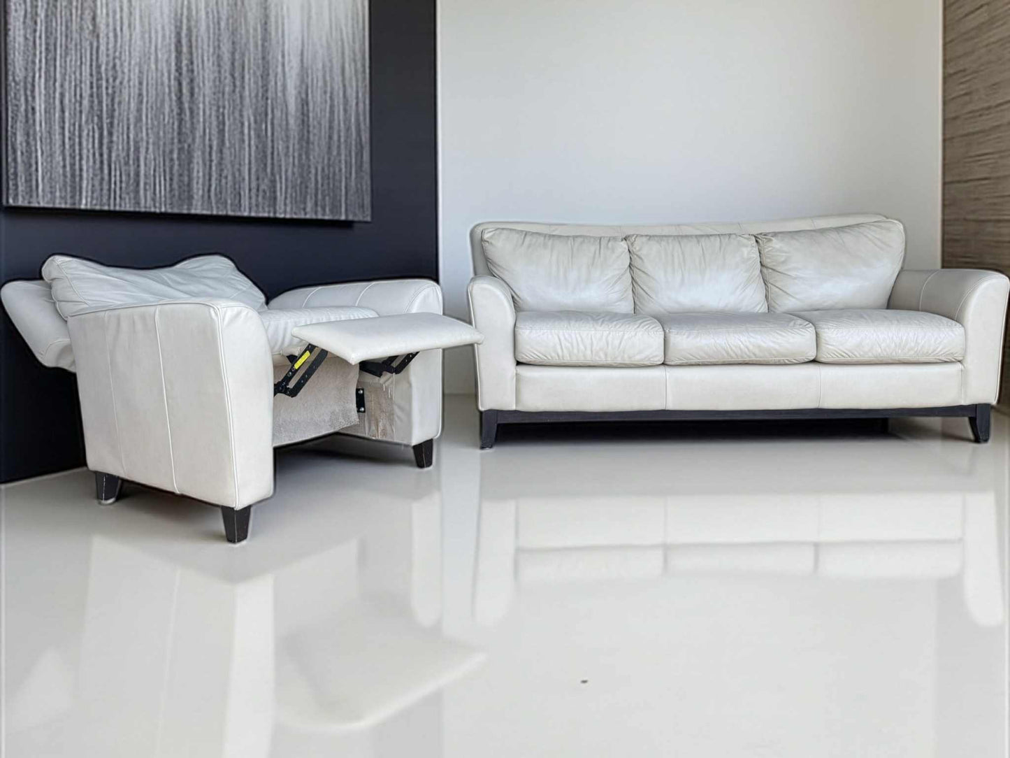 Genuine Leather Sofa and Recliner Chair