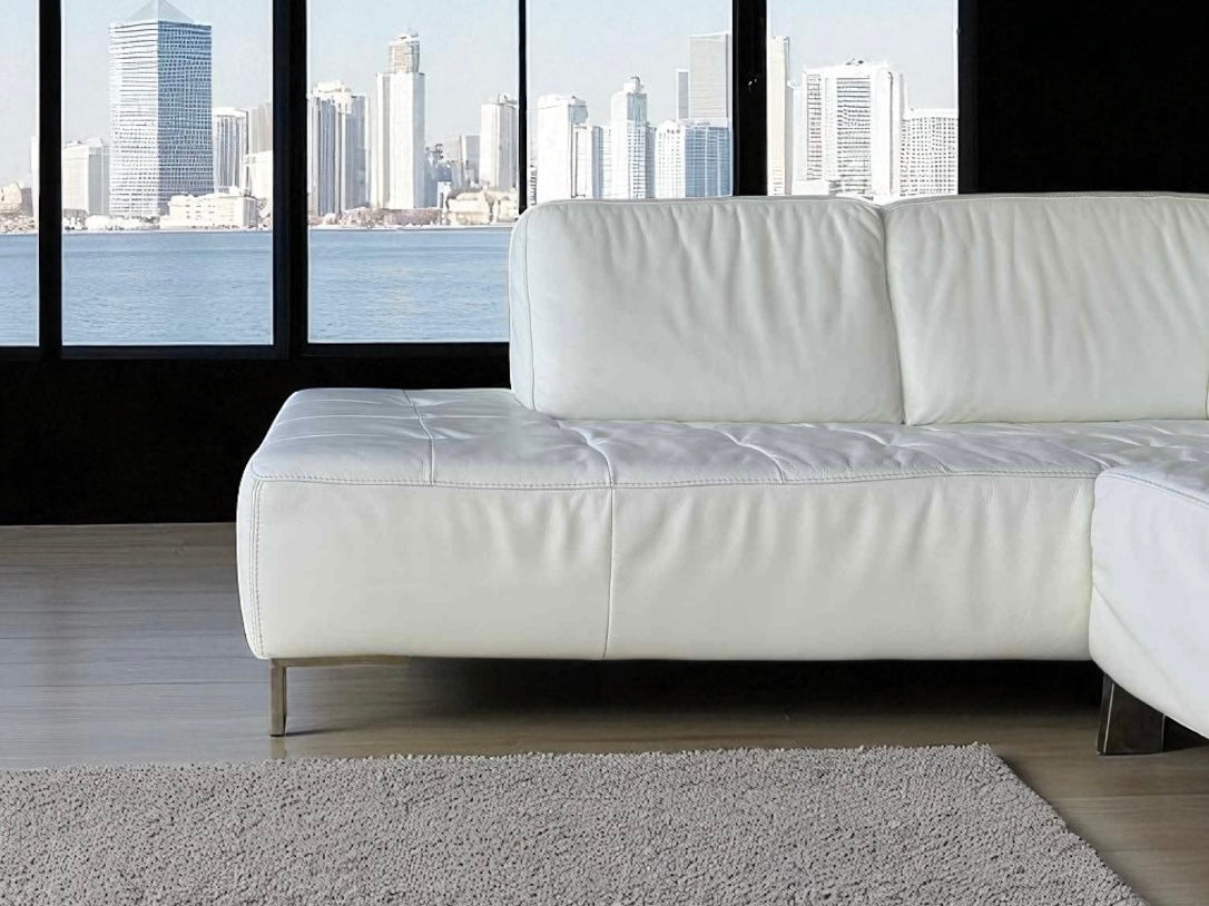 Modern Top Grain Leather Sectional