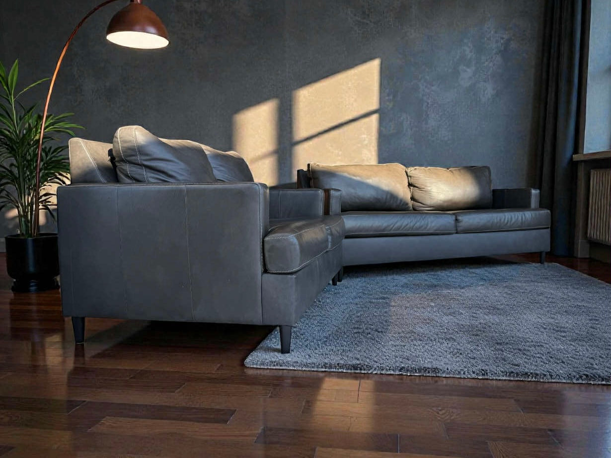 Genuine Leather Sofa and Love Seat