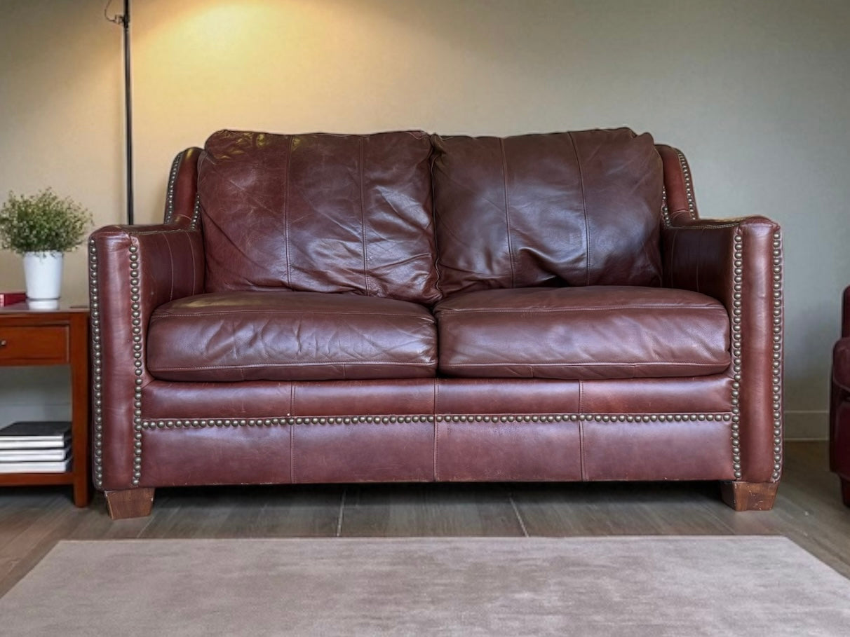Full Grain Leather Love Seat