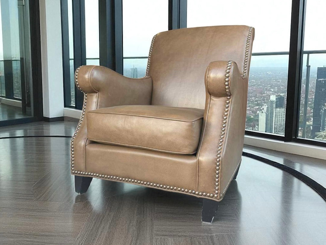 Top Grain Leather Chair and Ottoman