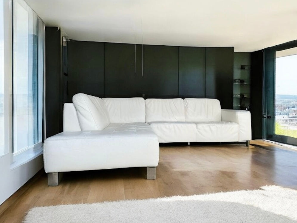 Modern Top Grain Leather Sectional