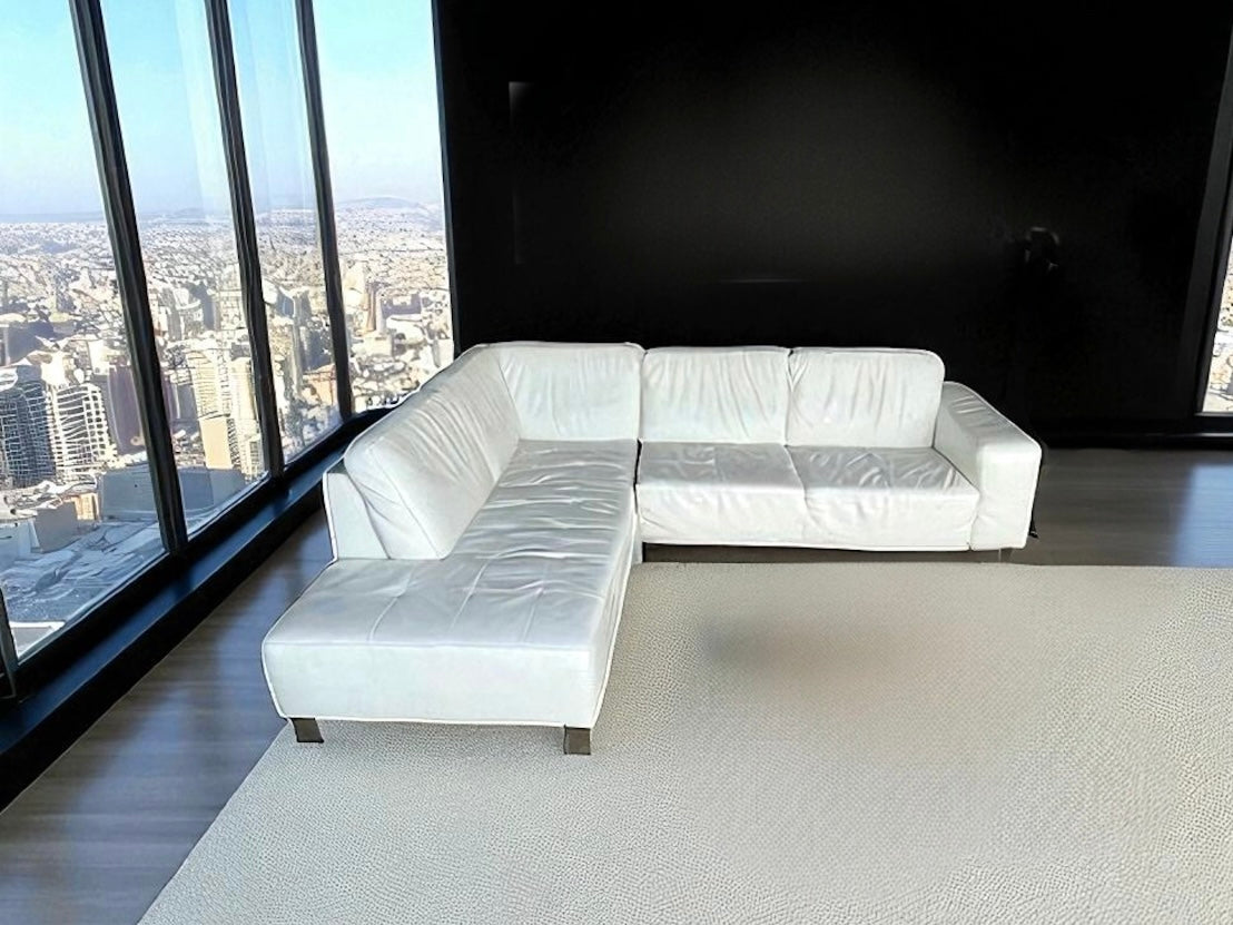 Modern Top Grain Leather Sectional