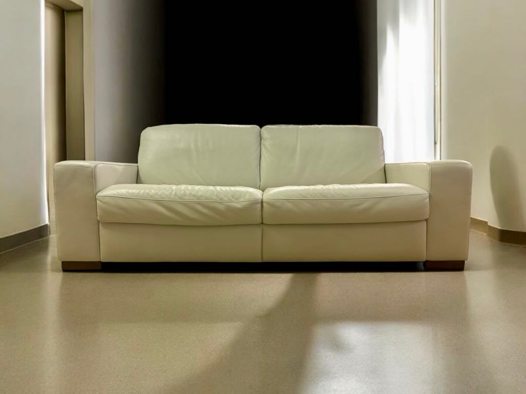 White Modern Top Grain Leather Sofa and Armchair