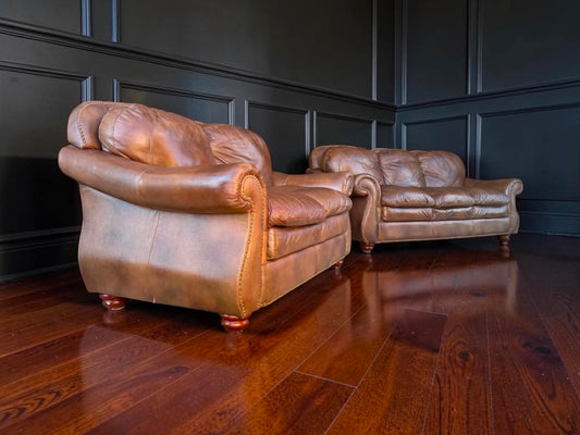 Top Grain Leather Sofa and Love Seat