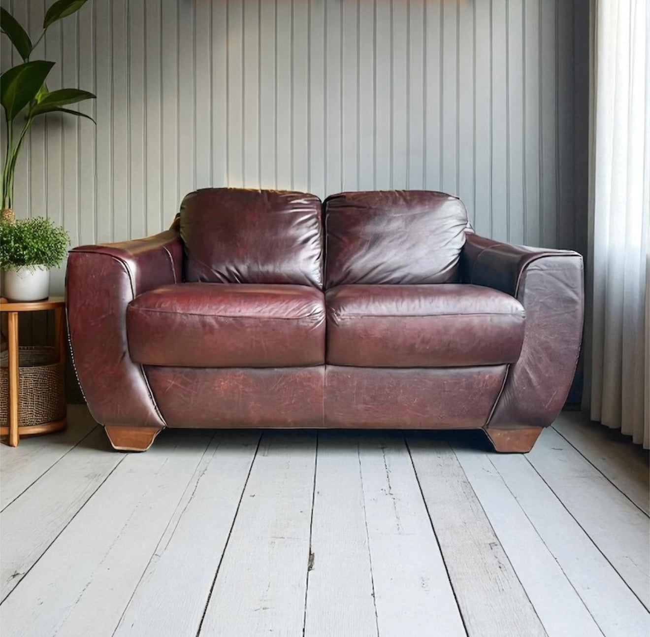 Semi-Aniline Leather Love Seat