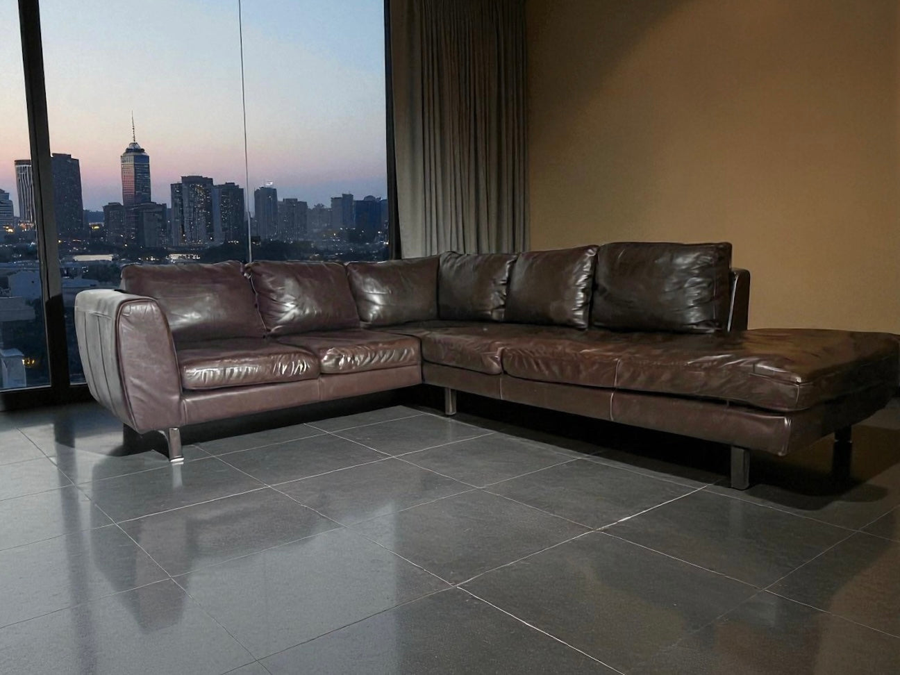Natuzzi Italia Semi-Aniline Leather Sectional