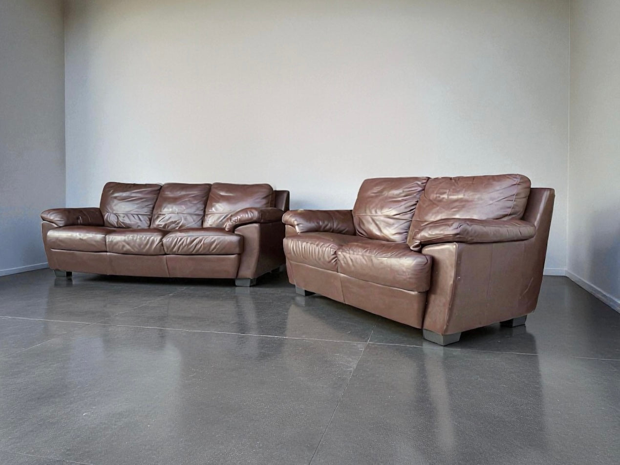 Genuine Leather Sofa and Love Seat
