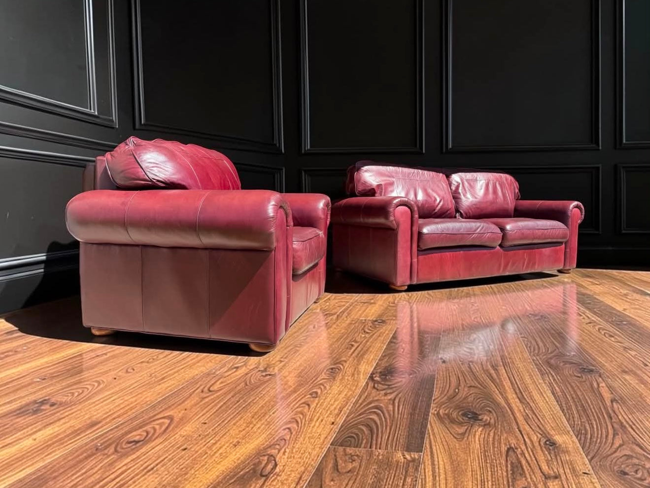 Semi-Aniline Leather Sofa and Chair