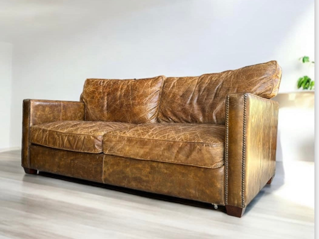 Rustic Full Grain Leather Love Seat