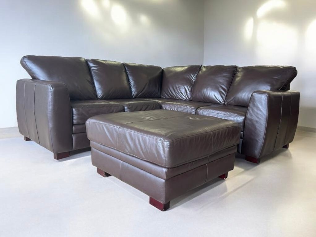 Top Grain Leather Sectional with Ottoman