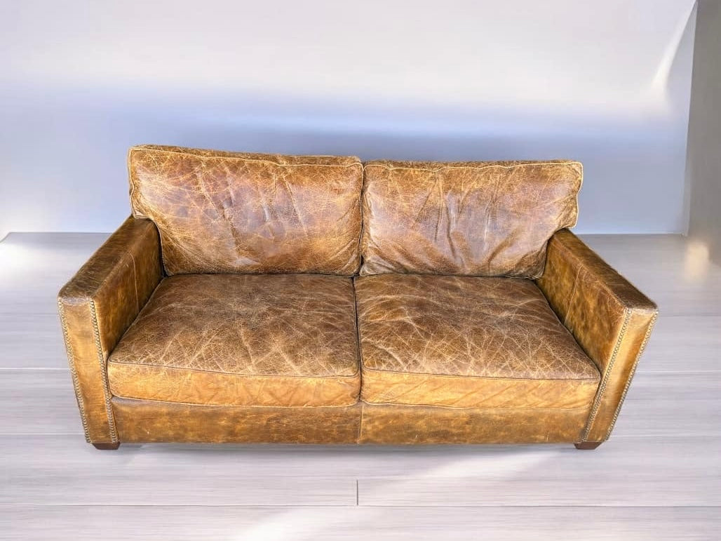 Rustic Full Grain Leather Love Seat