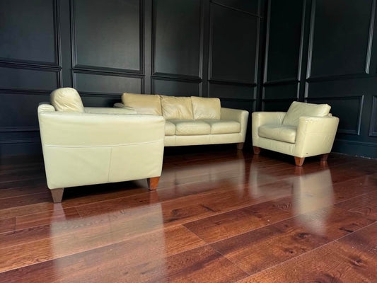 Italian Top Grain Leather Sofa and 2 Chairs