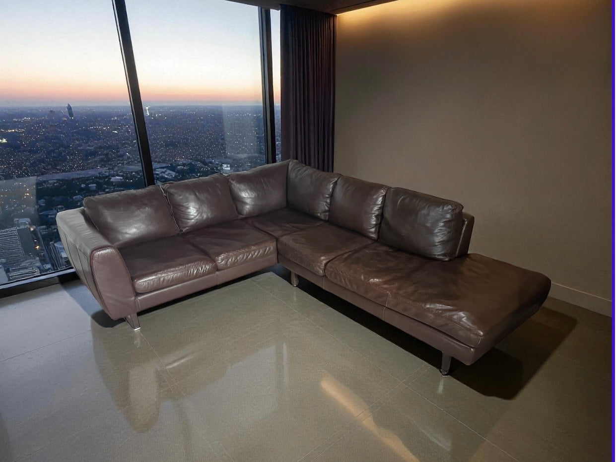 Natuzzi Italia Semi-Aniline Leather Sectional