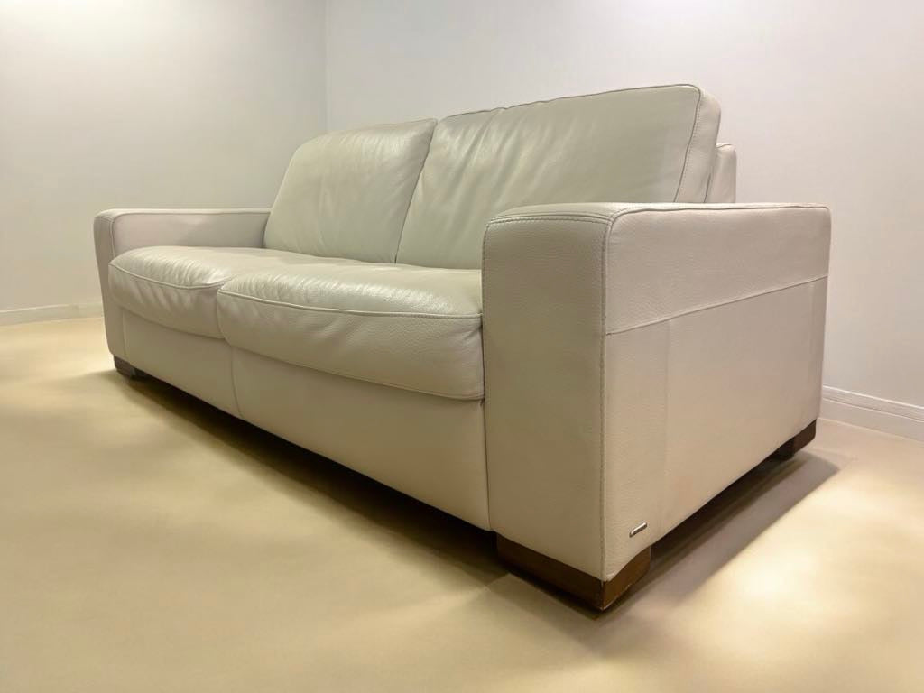 White Modern Top Grain Leather Sofa and Armchair