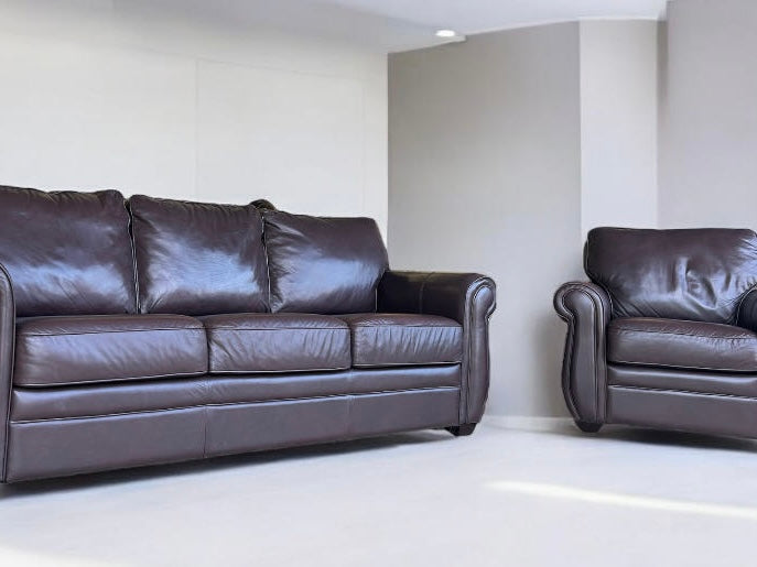 Genuine Leather Sofa and Armchair