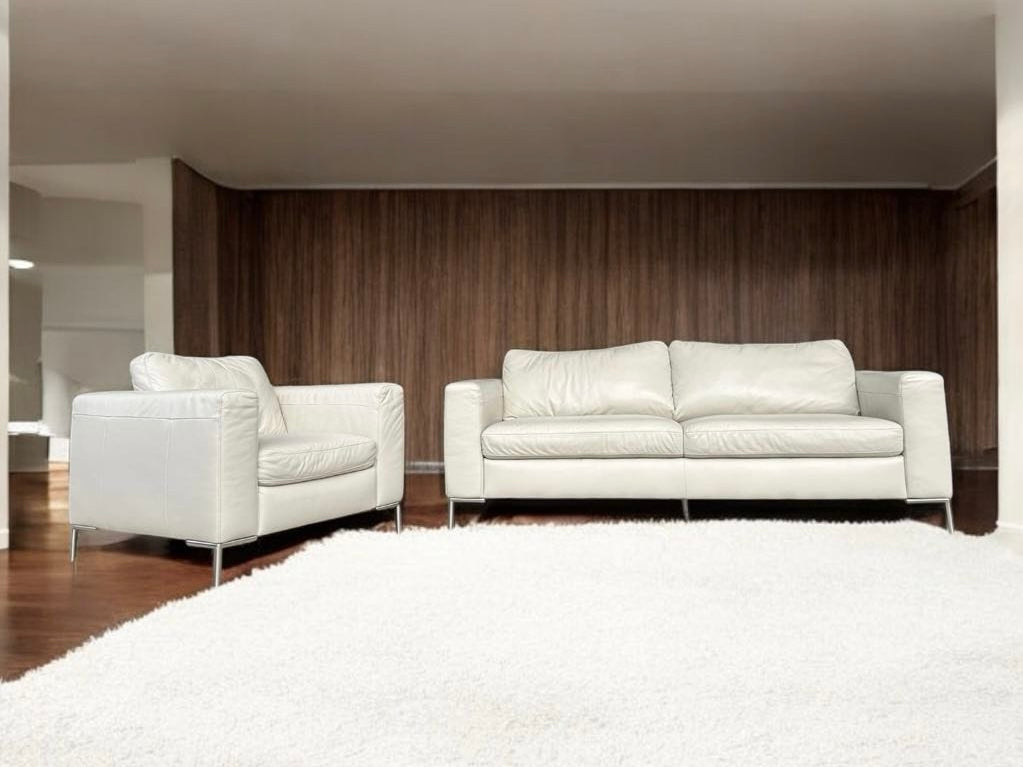 Natuzzi Top Grain Leather Sofa and Armchair