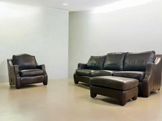 High End “Thomasville” Leather Sofa, Chair and Ottoman