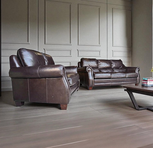 Genuine Leather Sofa and Love Seat