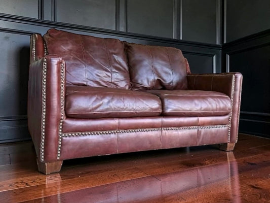 Rustic Leather Love Seat