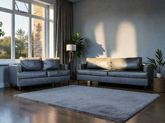 Genuine Leather Sofa and Love Seat