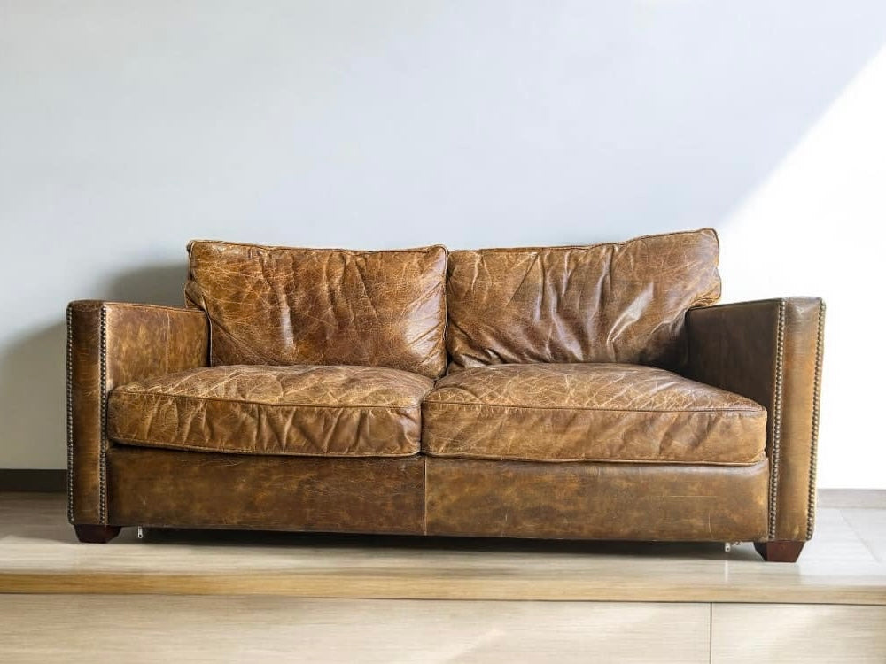 Rustic Full Grain Leather Love Seat