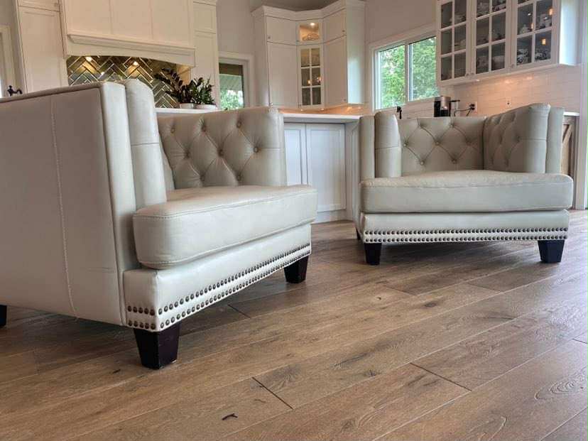 Contemporary Top Grain Leather Sofa and 2 Chairs