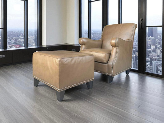 Top Grain Leather Chair and Ottoman