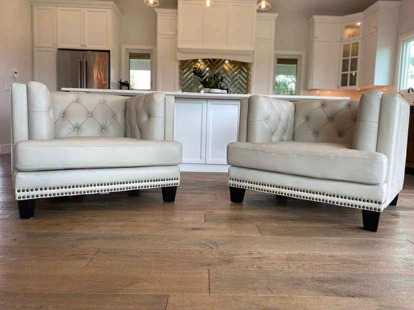 Contemporary Top Grain Leather Sofa and 2 Chairs