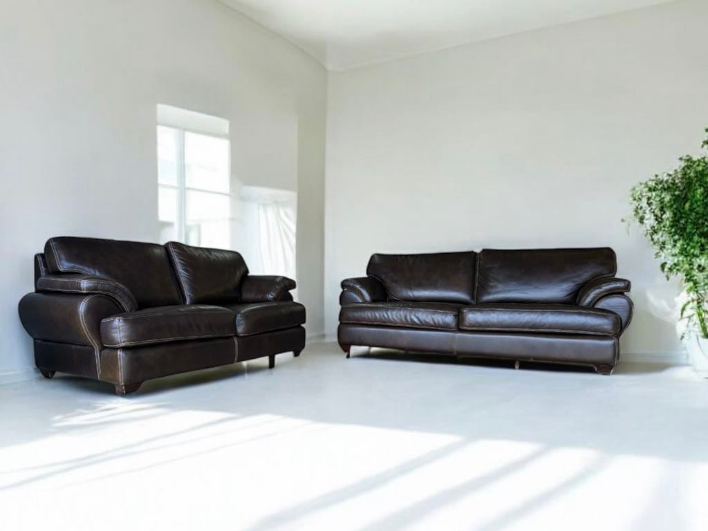 Top Grain Leather Sofa and Love Seat Set