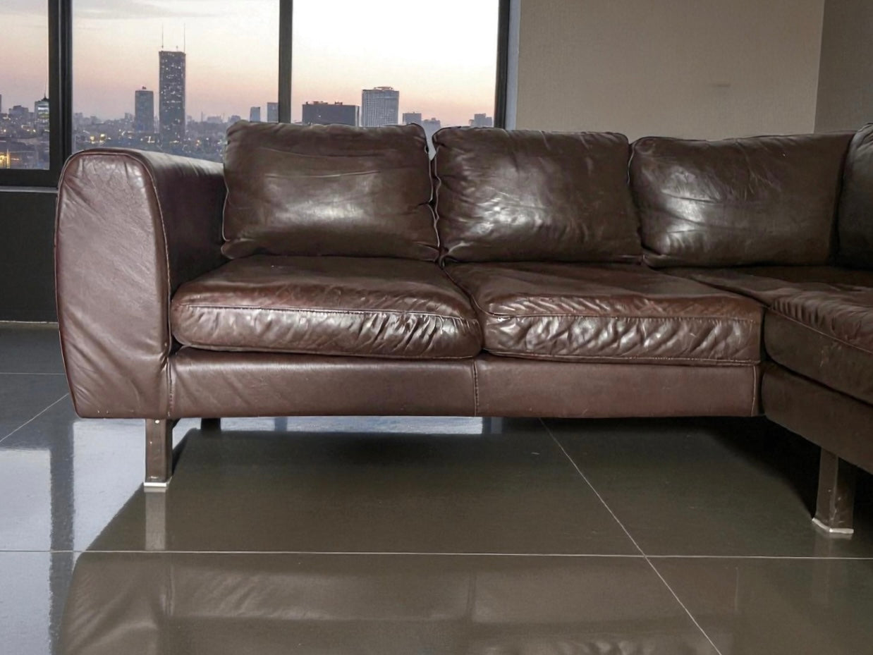 Natuzzi Italia Semi-Aniline Leather Sectional